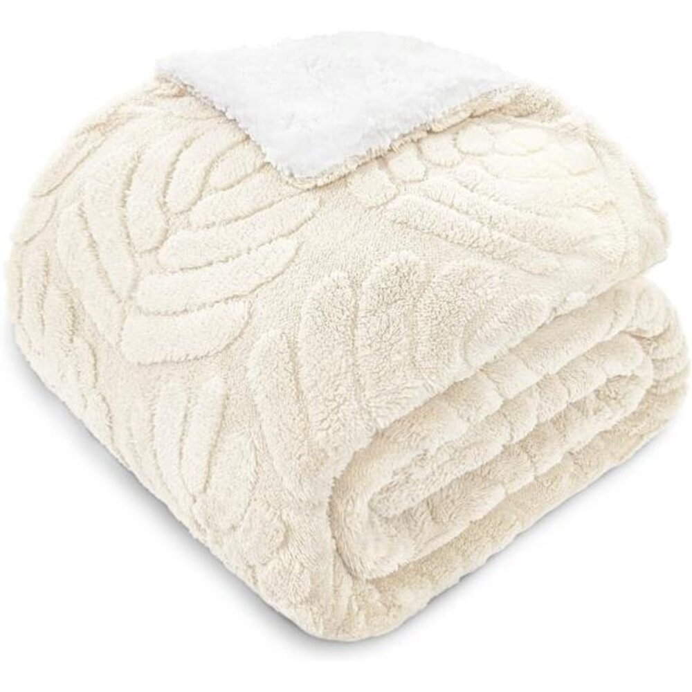 Twin Size Sherpa Blanket Reversible Fleece Soft Warm Lightweight All Season